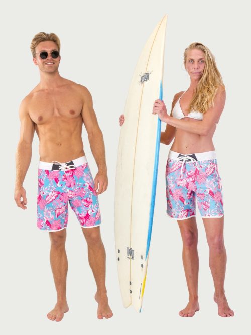 Toucan Pink & Sky board shorts