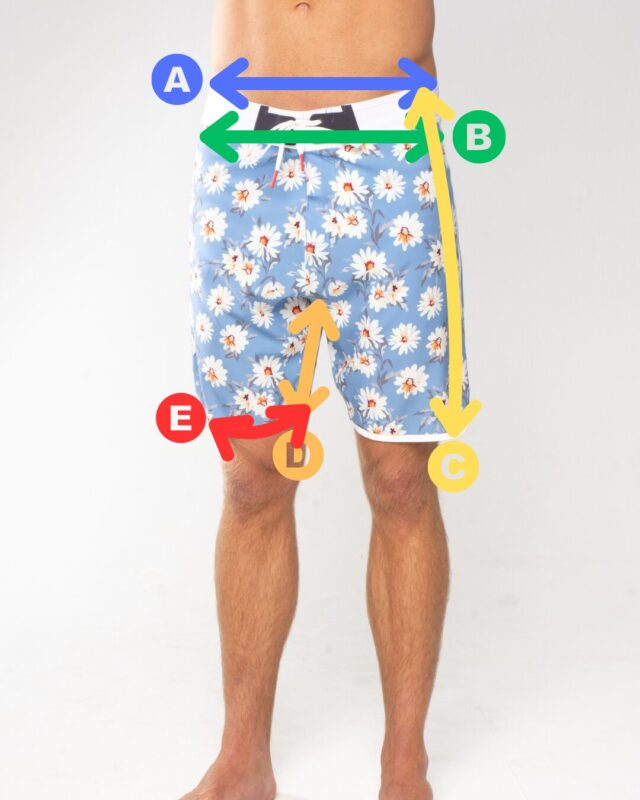 PRINTED BOARD SHORTS SIZE CHART