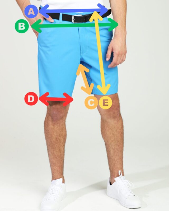 MENS HYBRID GOLF SHORTS SIZE CHART