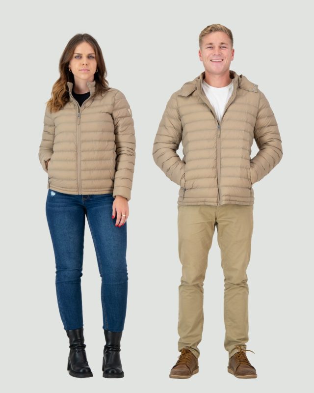 Khaki Stone unisex & Packable puffer jacket