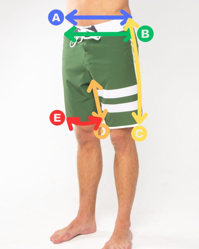 UNISEX RETRO BOARD SHORTS SIZE CHART