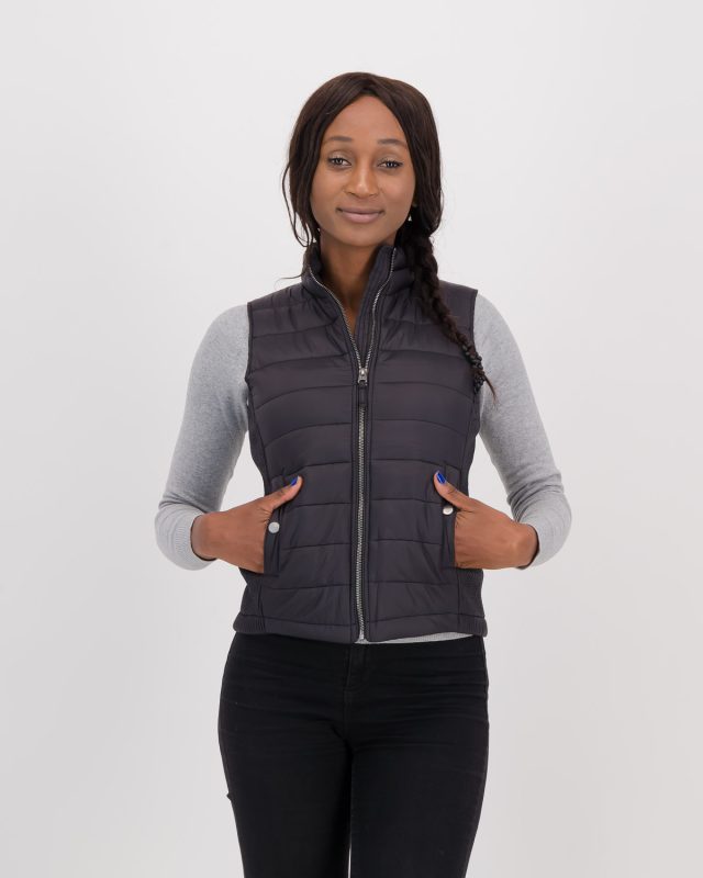 Black Tonal Sleeveless Puffer
