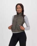 Ladies Tonal Sleeveless Puffer - Wild Olive Green  (ONLY SMALL, XL & XXL LEFT) - Image 4