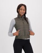 Ladies Tonal Sleeveless Puffer - Wild Olive Green  (ONLY SMALL, XL & XXL LEFT) - Image 3